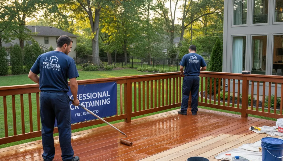 Deck staining service in Champaign, IL by Champaign Paint Pros for weather protection