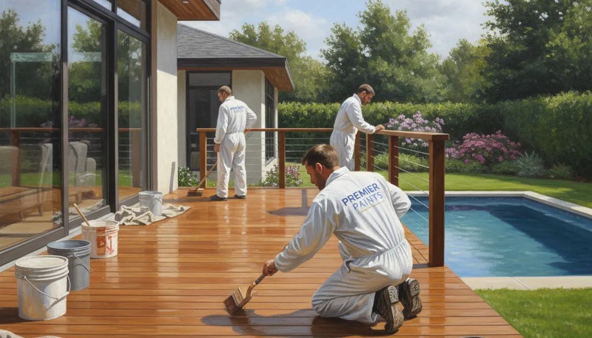 Champaign, IL deck staining by Champaign Paint Pros for wood deck protection and curb appeal
